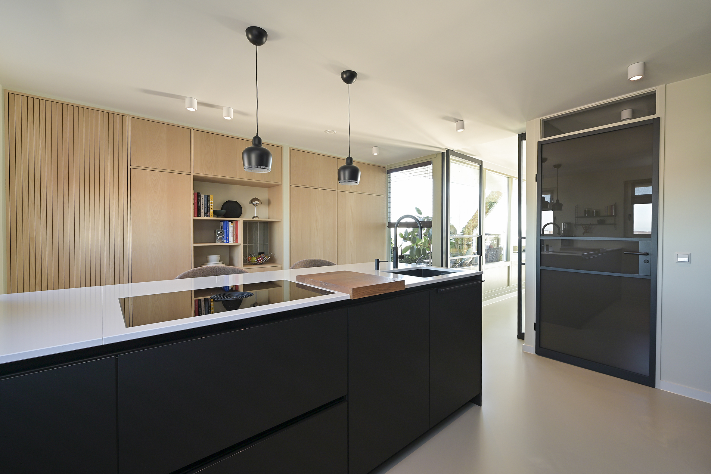 Luxury penthouse kitchen interior in Voorburg near The Hague